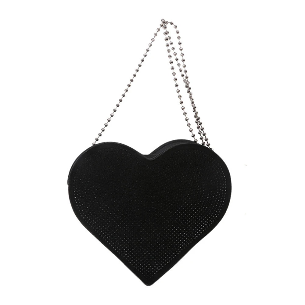 Bright Diamond Heart Shoulder Bags Chain Famous Bags