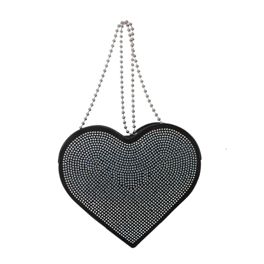 Bright Diamond Heart Shoulder Bags Chain Famous Bags
