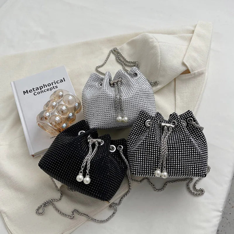 Bright Diamond Mini Chain Bucket Bag Shoulder Crossbody Bags