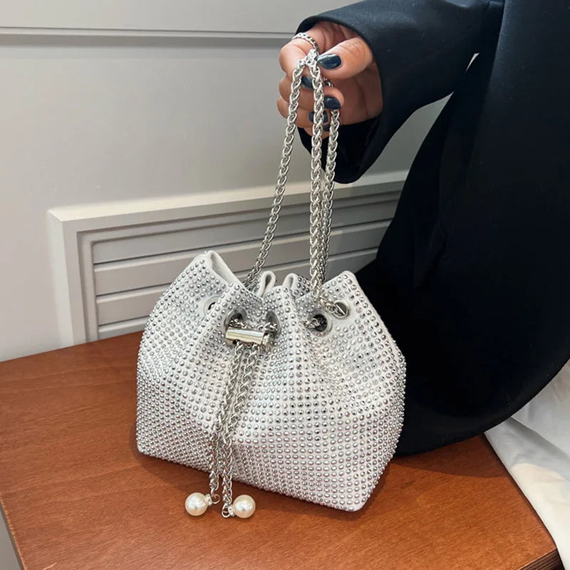 Bright Diamond Mini Chain Bucket Bag Shoulder Crossbody Bags