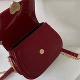 Bright PU Leather Women's Saddle Bag Shoulder Bag Vintage Small Purse