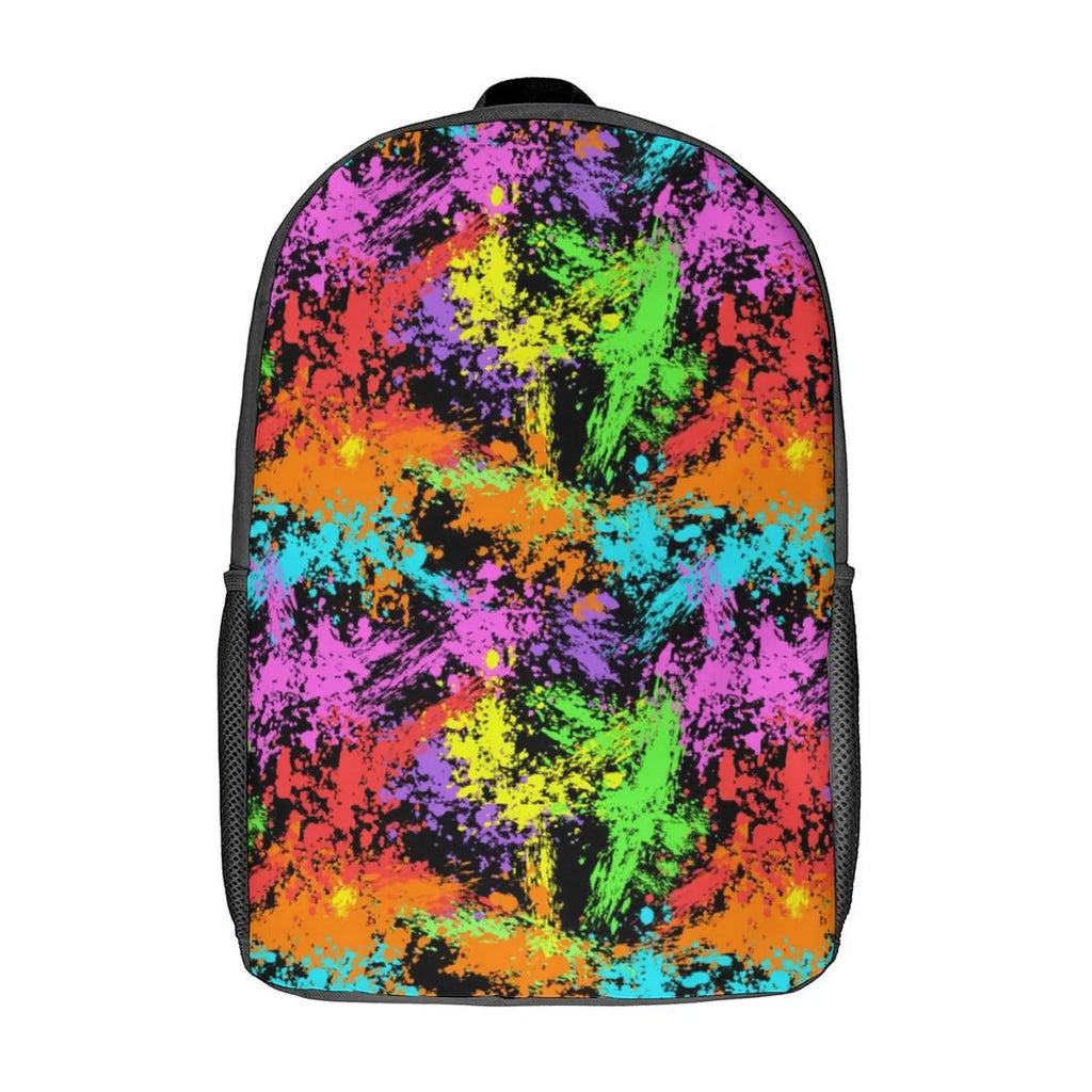Bright Splash Print Backpack Abstract Ink Style Men Outdoor Soft