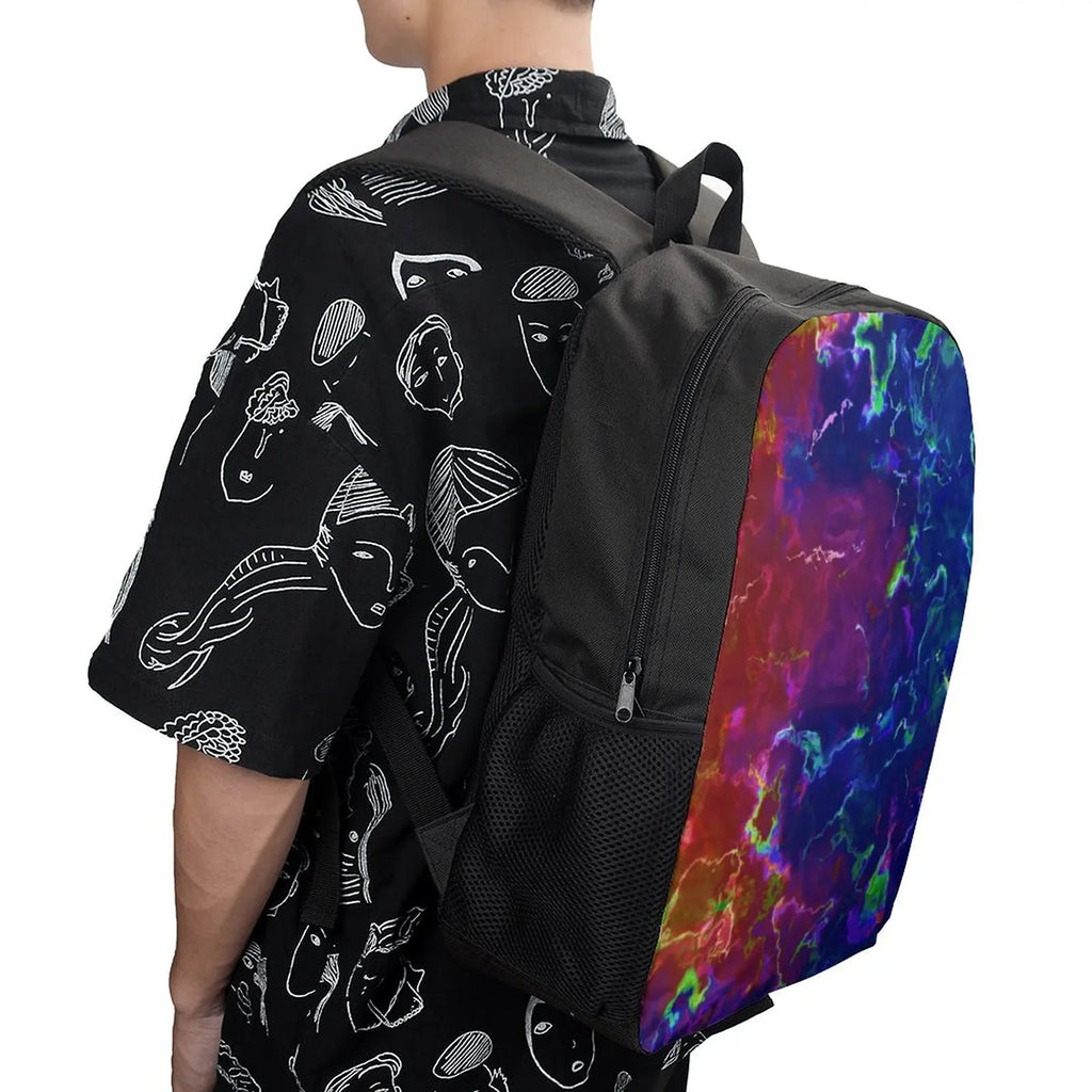 Bright Splash Print Backpack Abstract Ink Style Men Outdoor Soft