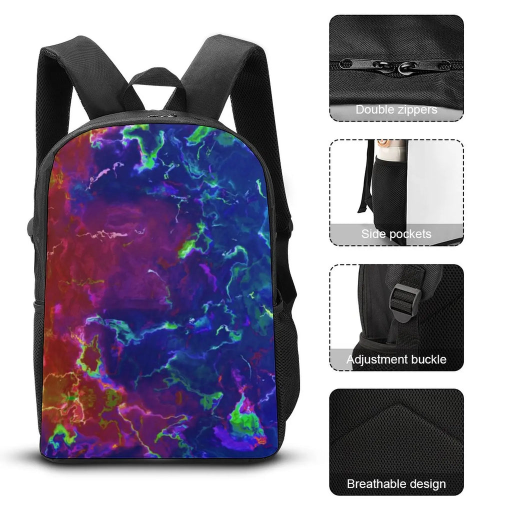 Bright Splash Print Backpack Abstract Ink Style Men Outdoor Soft