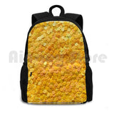 Bright Yellow Sequins Hiking Backpack Waterproof Camping Travel