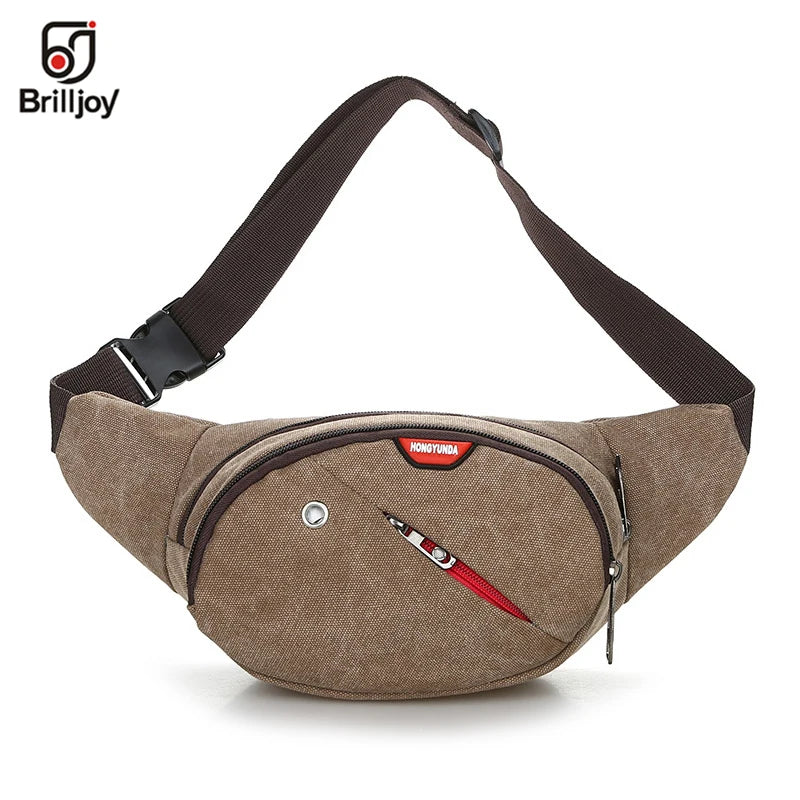 Brilljoy Canvas Waist Pack Shoulder Bags Zipper Chest Travel Fanny Waist Pack