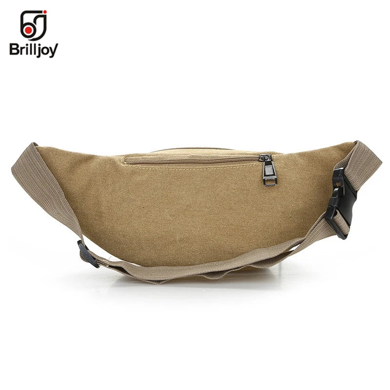 Brilljoy Canvas Waist Pack Shoulder Bags Zipper Chest Travel Fanny Waist Pack