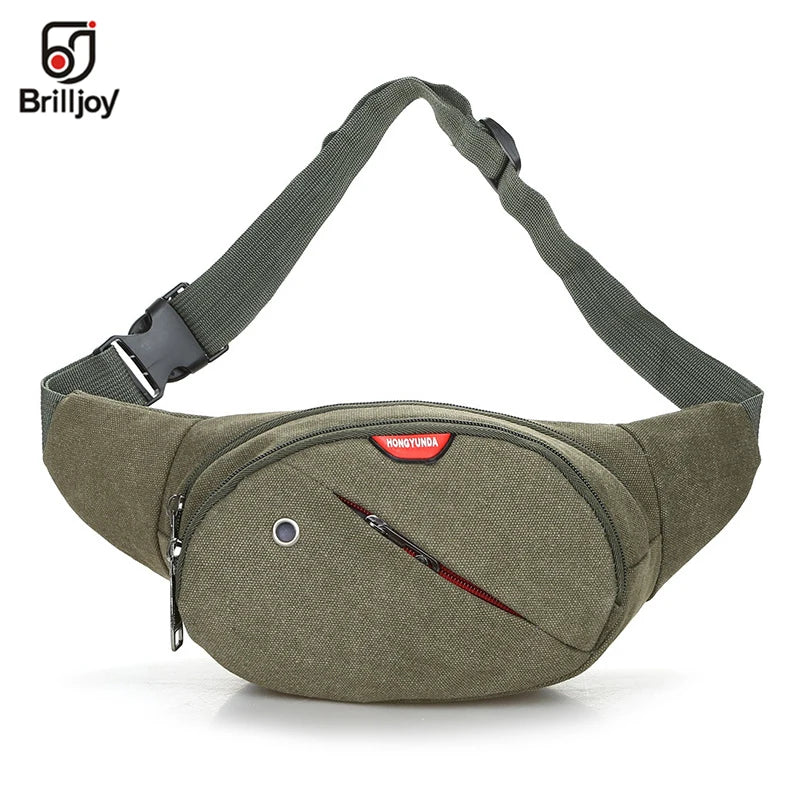 Brilljoy Canvas Waist Pack Shoulder Bags Zipper Chest Travel Fanny Waist Pack