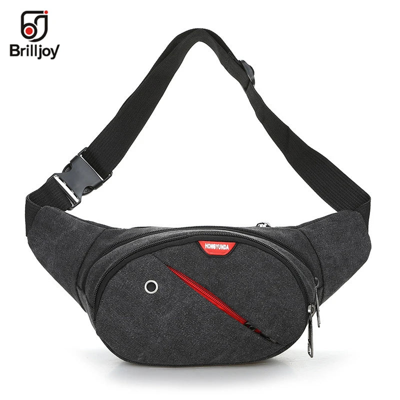 Brilljoy Canvas Waist Pack Shoulder Bags Zipper Chest Travel Fanny Waist Pack