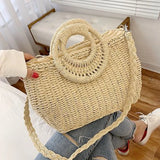 British Style Small Messenger Bag for Women Straw Shoulder Handbag