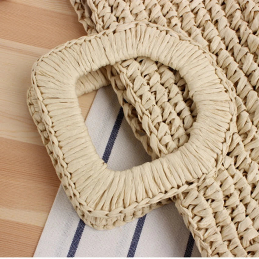 British Style Straw Woven Bag for Women Crossbody Hand Carry Dual-use