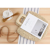 British Style Straw Woven Bag for Women Crossbody Hand Carry Dual-use