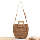 British Style Straw Woven Bag for Women Crossbody Hand Carry Dual-use