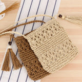 British Hollow Tassel Straw Bag Hand-Woven Beach Bag