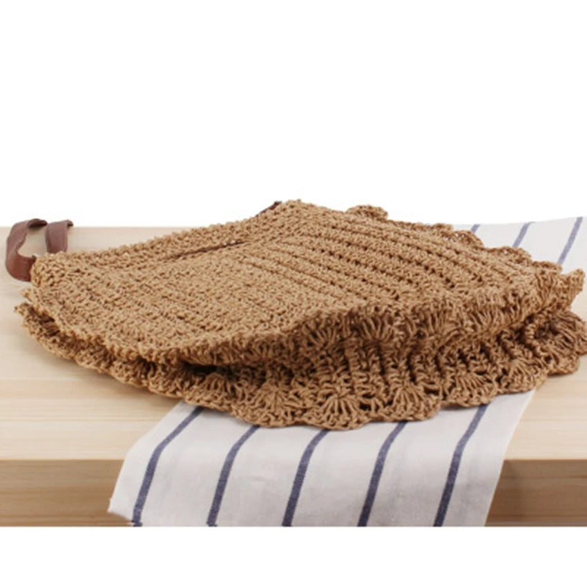 British Style Straw Bag Dual-Use Hand-Woven Shoulder Bag