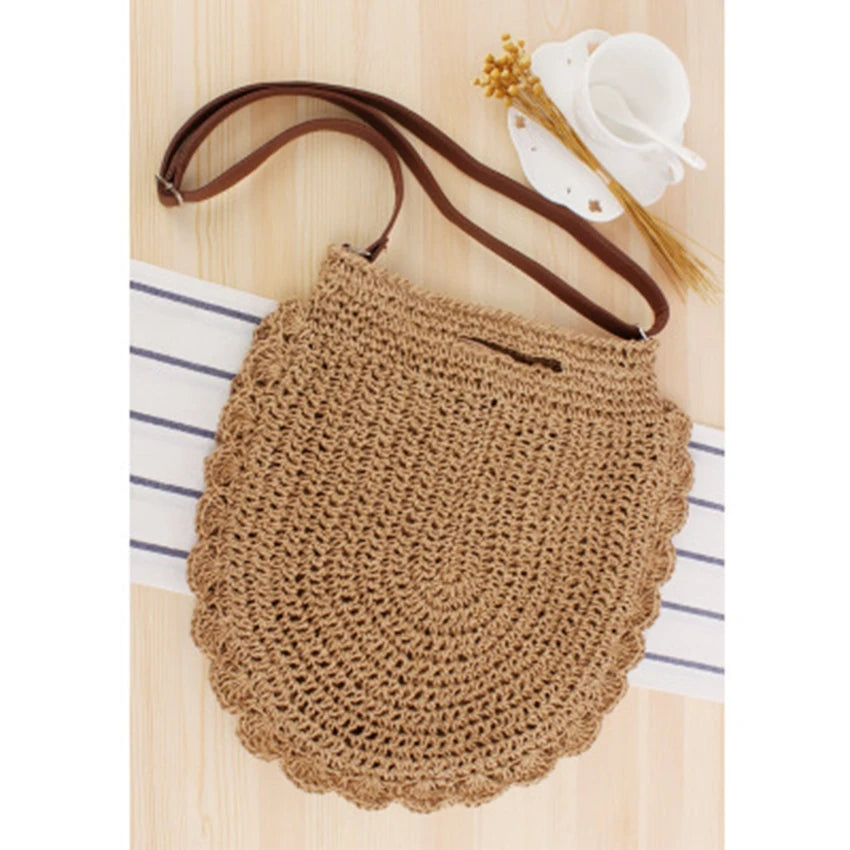 British Style Straw Bag Dual-Use Hand-Woven Shoulder Bag