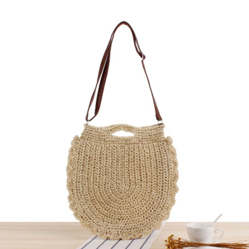 British Style Straw Bag Dual-Use Hand-Woven Shoulder Bag