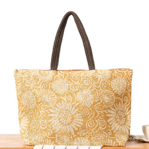 British Large Capacity Beach Bag Casual Shoulder Straw Holiday Woven Bag