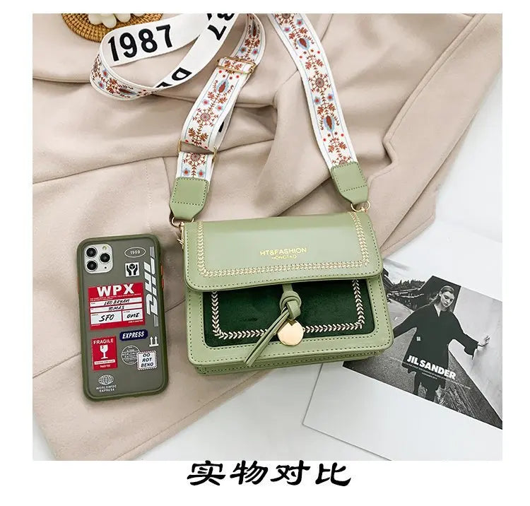 Contrast Leather Crossbody Bags for Women