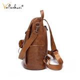 Brown Leather Backpack Women Multifunction Ladies Shoulder Bagpack