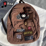 Brown Canvas Backpack Women Gothic Punk Spicy Girl Vintage Bag Large Capacity