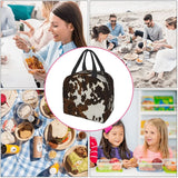 Brown Cow Print Cartoon Insulated Lunch Bag for Women