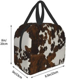 Brown Cow Print Cartoon Insulated Lunch Bag for Women