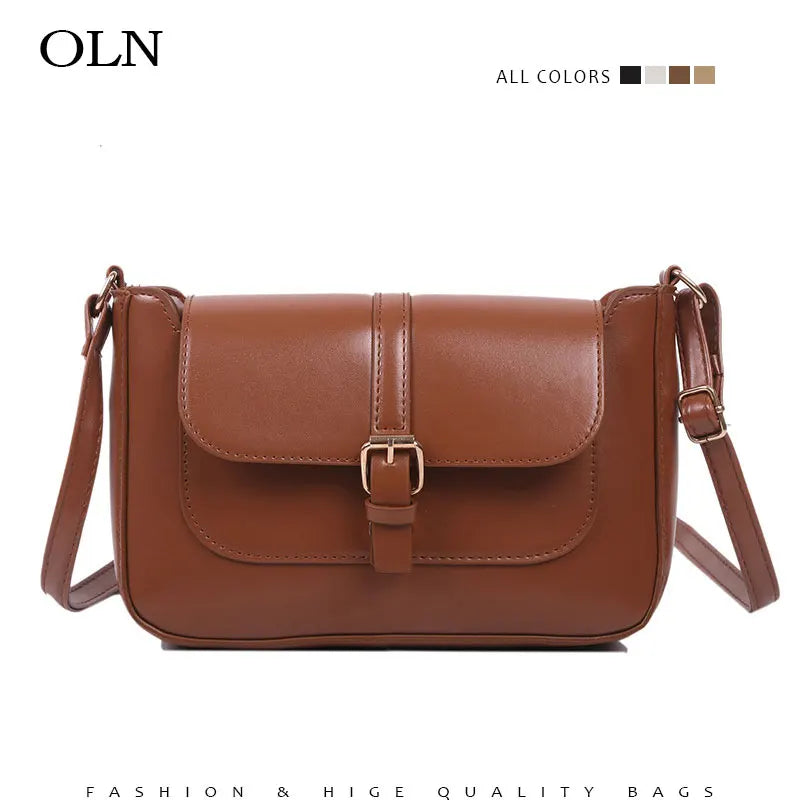 Brown Leather Crossbody Messenger Bag for Women Medium Size Retro Handbag