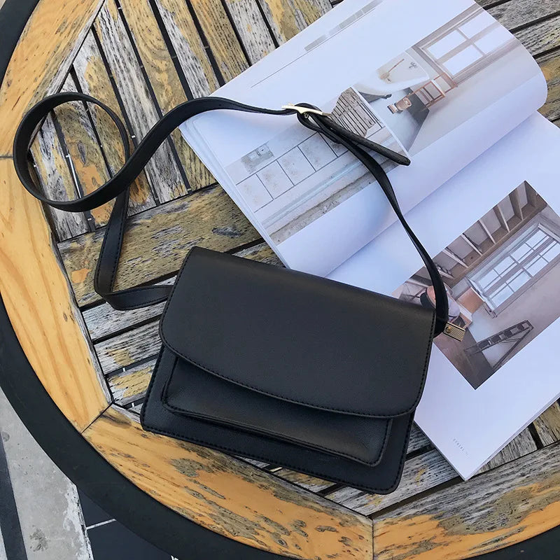 Brown Mini Square Bag Cover Envelope Shoulder Bags For Women Leather Handbags