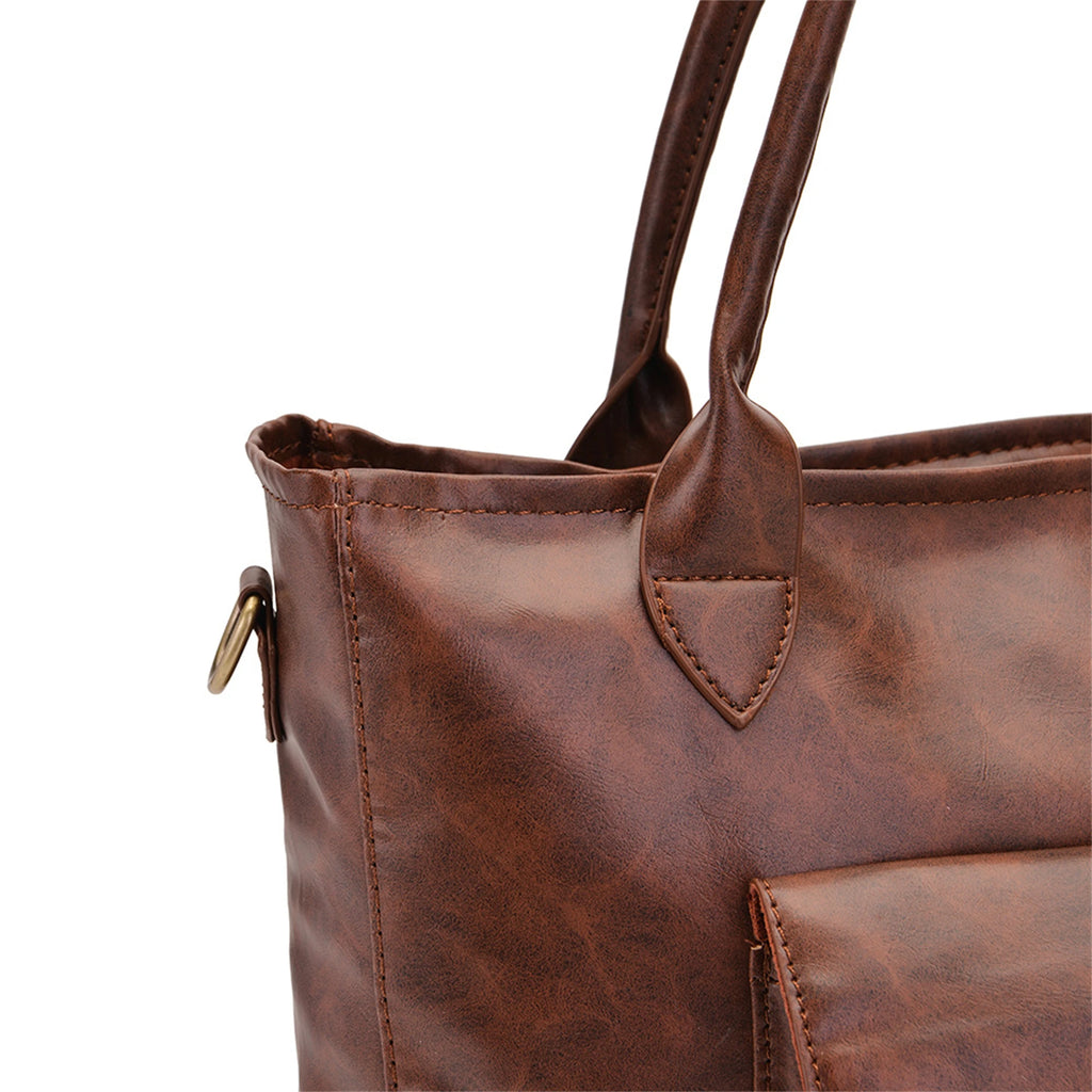 Brown PU Large Women Tote Bag, Multifunction Shoulder Bag