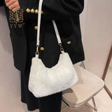 Brown Plush Crossbody Bag Winter Leisure Armpit Bag Women'S Bag