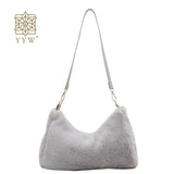 Brown Plush Crossbody Bag Winter Leisure Armpit Bag Women'S Bag