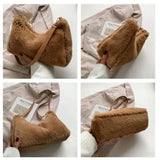 Brown Plush Crossbody Bag Winter Leisure Armpit Bag Women'S Bag