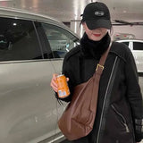 Brown Pu Large-capacity Ladies College Tote Bag Autumn