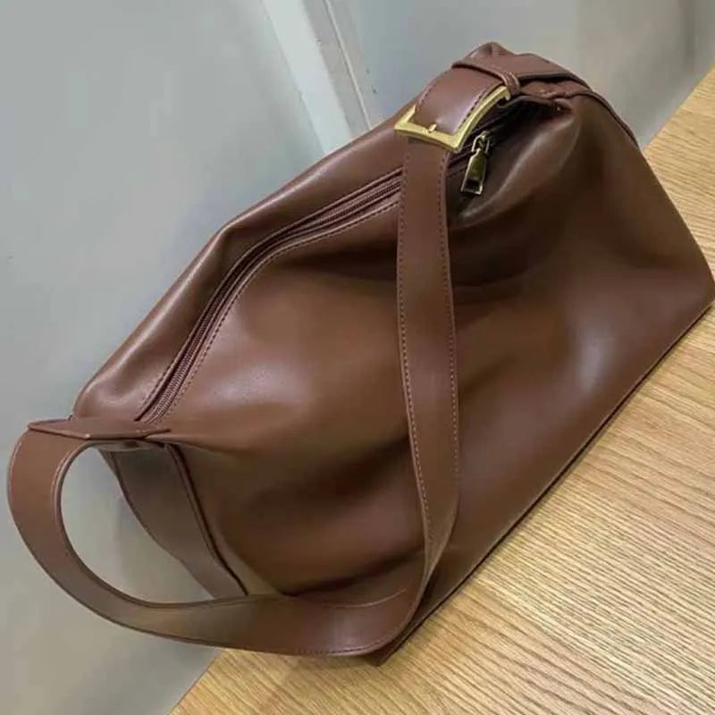 Brown Pu Large-capacity Ladies College Tote Bag Autumn