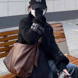 Brown Pu Large-capacity Ladies College Tote Bag Autumn