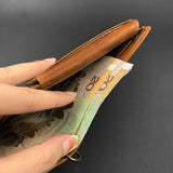 Brown Slim Leather Wallet RFID Blocking Bifold Chain Wallet for Men