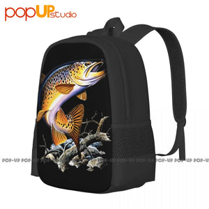 Brown Trout Fishing Backpack Large Capacity Gym Training