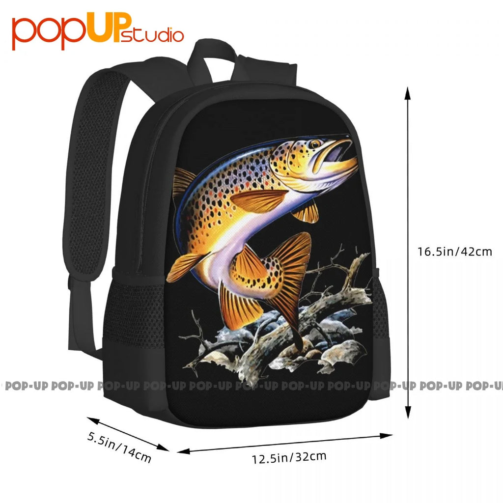 Brown Trout Fishing Backpack Large Capacity Gym Training