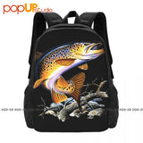 Brown Trout Fishing Backpack Large Capacity Gym Training