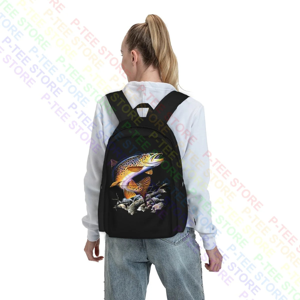 Brown Trout Fishing Backpack School Style Sports Bag