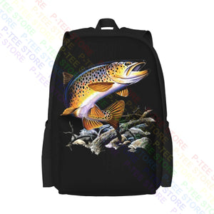 Brown Trout Fishing Backpack School Style Sports Bag