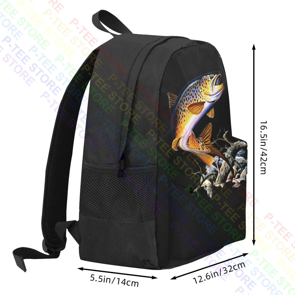 Brown Trout Fishing Backpack School Style Sports Bag