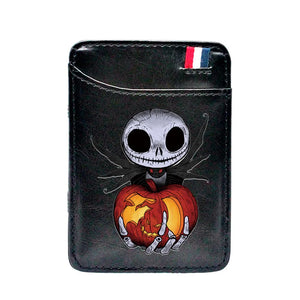Brown Vintage Halloween Skull Pumpkin Leather Magic Wallets