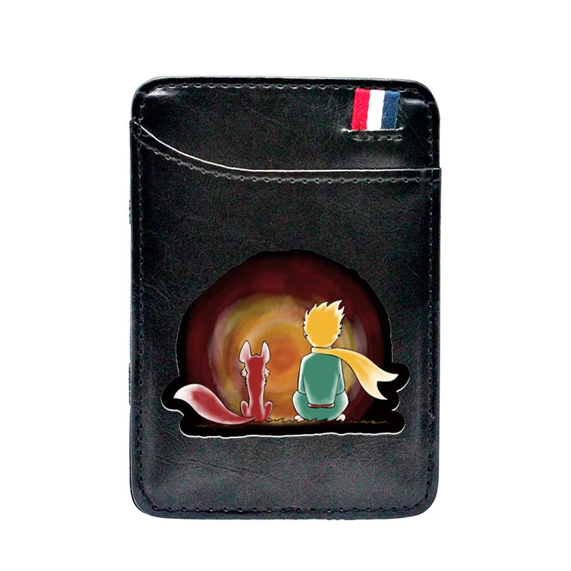 Brown Vintage Little Prince And Fox Printing Leather Magic Wallets