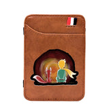 Brown Vintage Little Prince And Fox Printing Leather Magic Wallets
