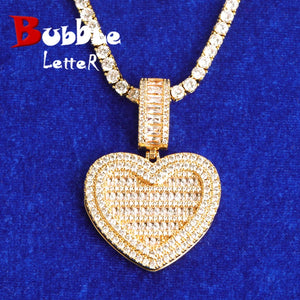 Bubble Letter Heart Pendant Men Necklace Hip Hop Jewelry