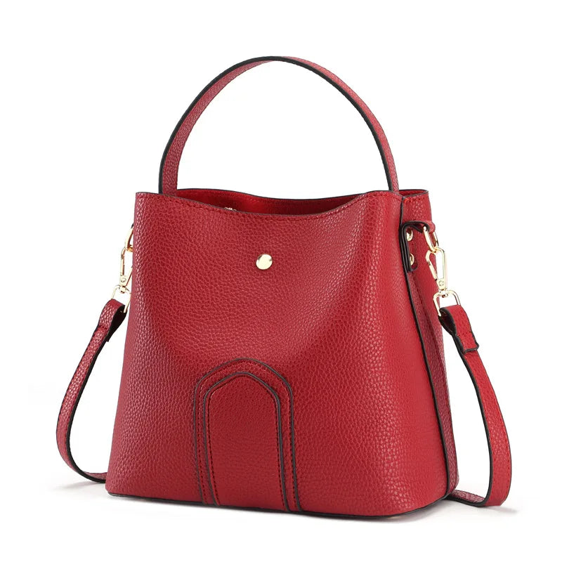 Bucket Bag Women PU Leather Shoulder Messenger Bag