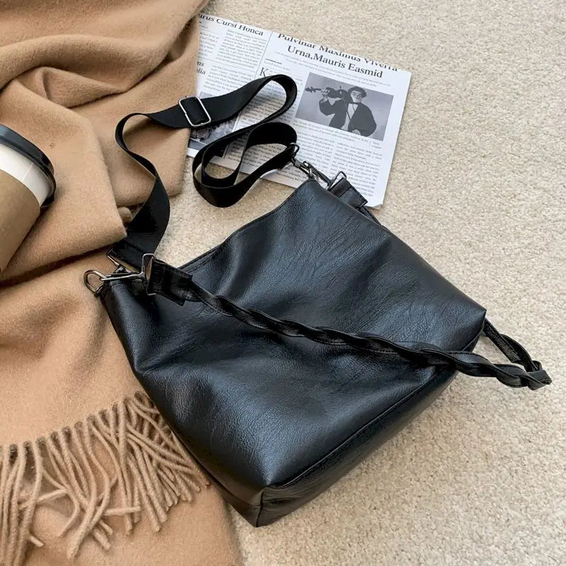 Bucket Bag Women's Bag One-shoulder Wide Strap Messenger
