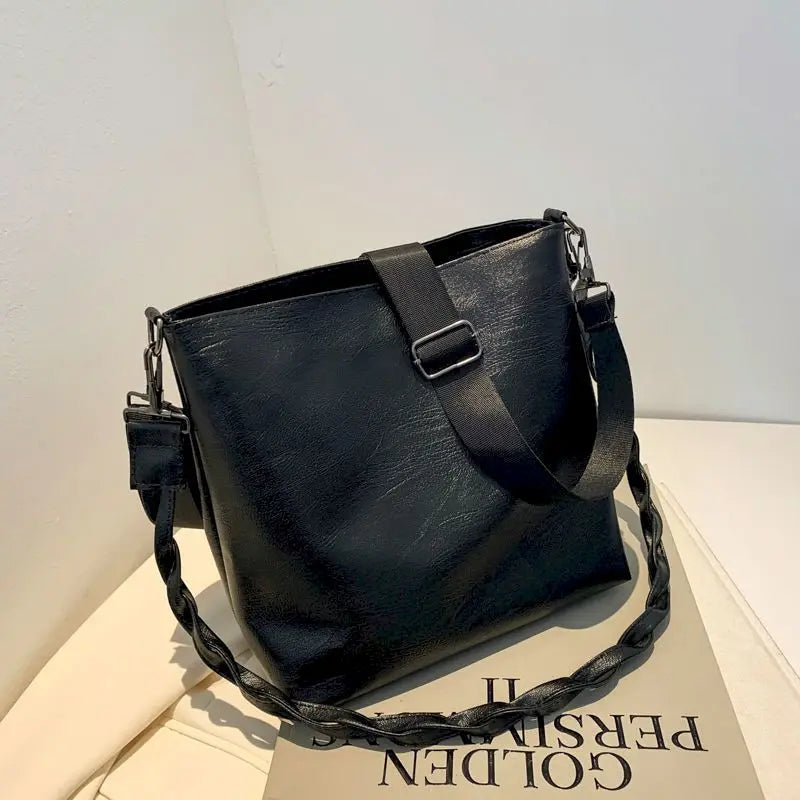 Bucket Bag Women's Bag One-shoulder Wide Strap Messenger